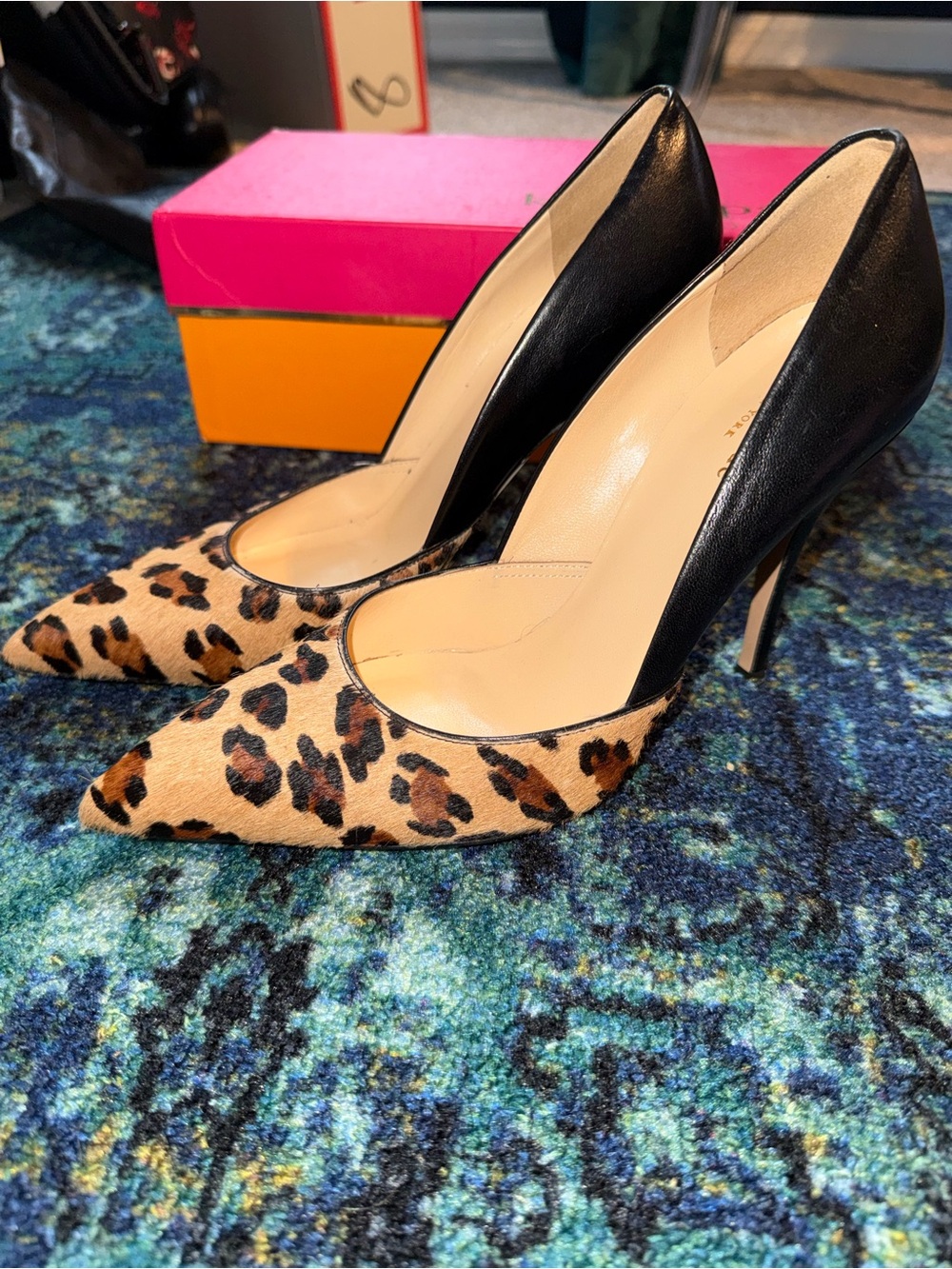 kate spade Leopard Print Pointed Toe Pumps with Black Heel